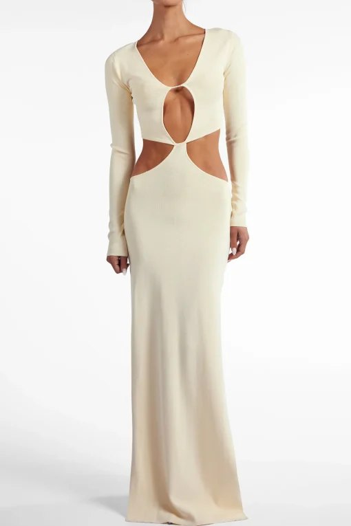 SAME Long Sleeve Cut Out Maxi Dress- Dresses | Bridal