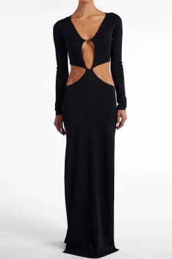 SAME Long Sleeve Cut Out Maxi Dress- Dresses