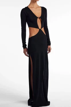SAME Long Sleeve Cut Out Maxi Dress- Dresses