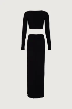 SAME Long Sleeve Cut Out Maxi Dress- Dresses