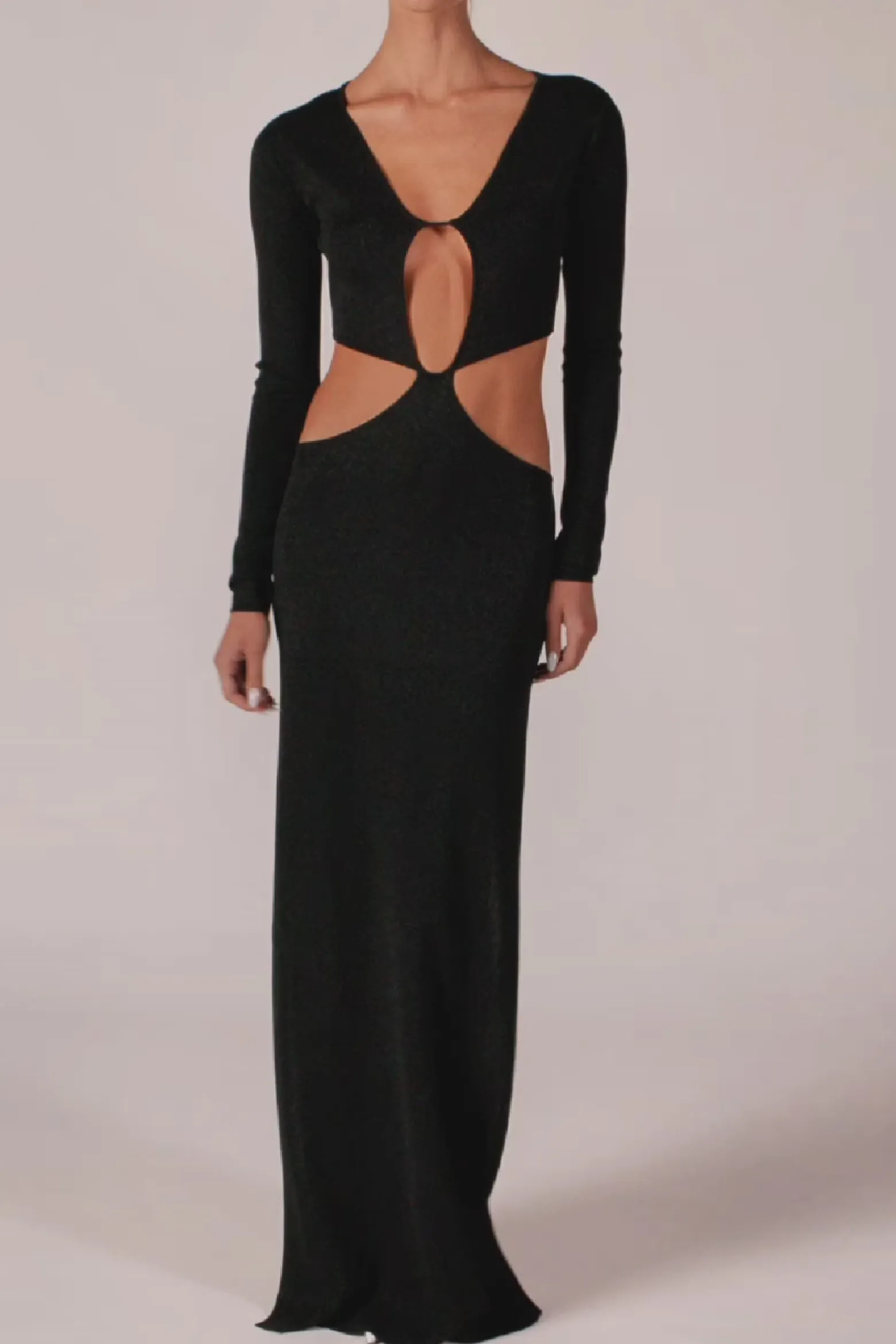 SAME Long Sleeve Cut Out Maxi Dress- Dresses