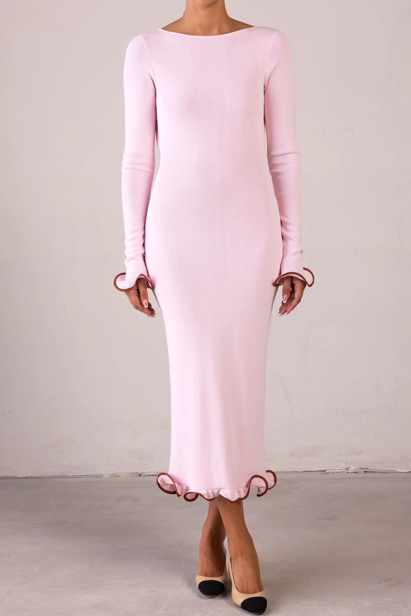 SAME Ruffle Hem Midi Dress- Dresses