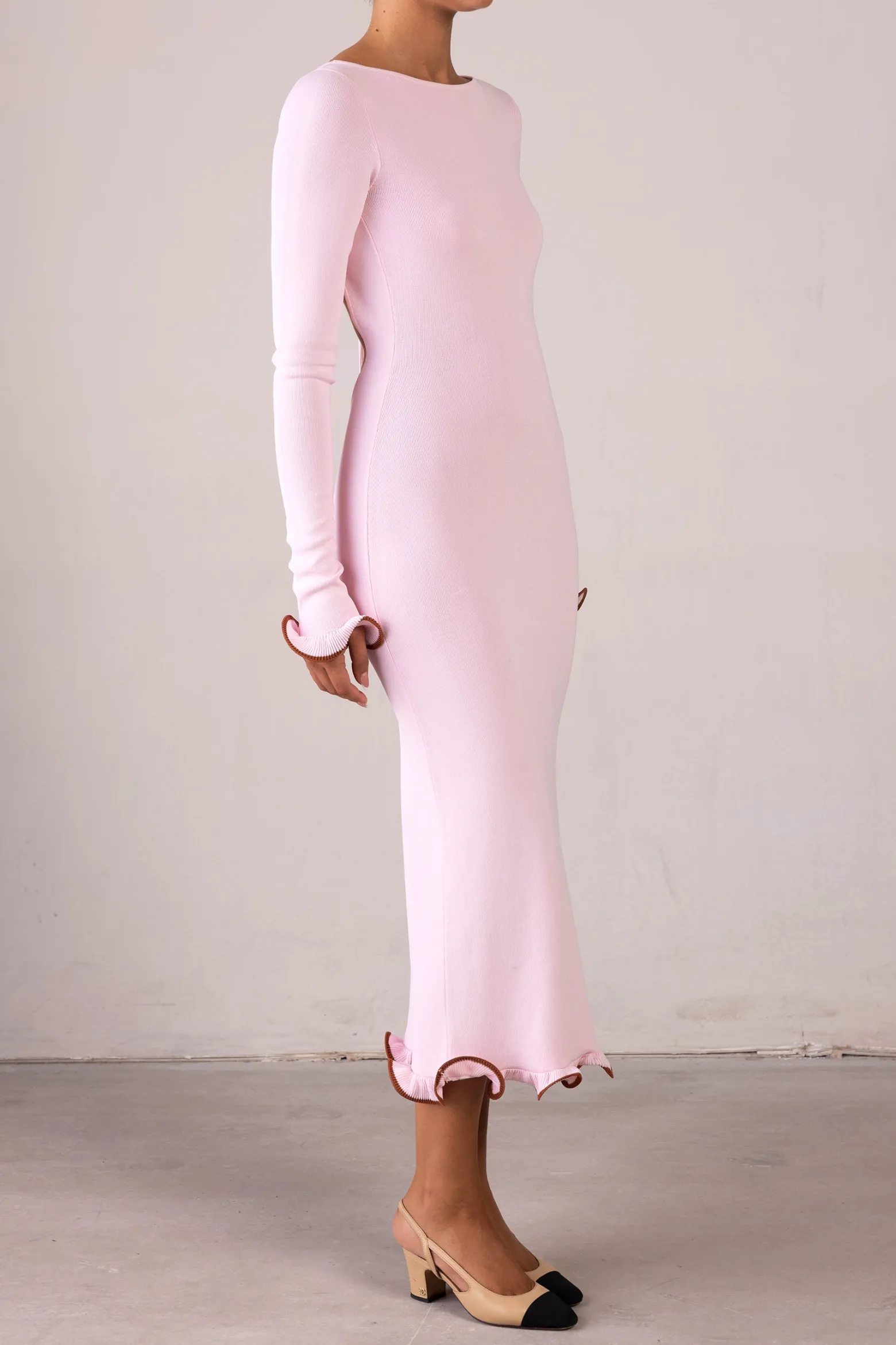 SAME Ruffle Hem Midi Dress- Dresses