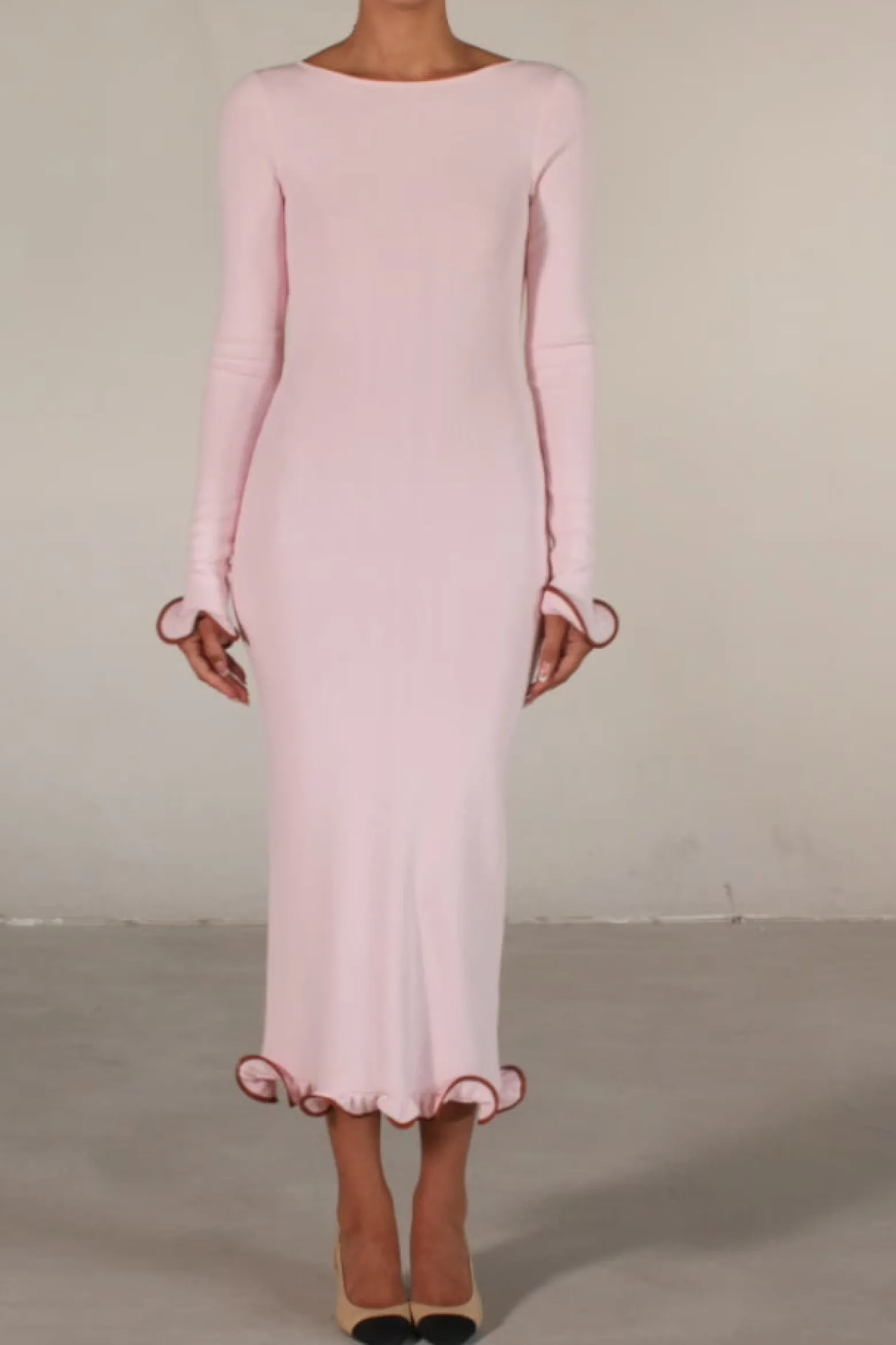 SAME Ruffle Hem Midi Dress- Dresses