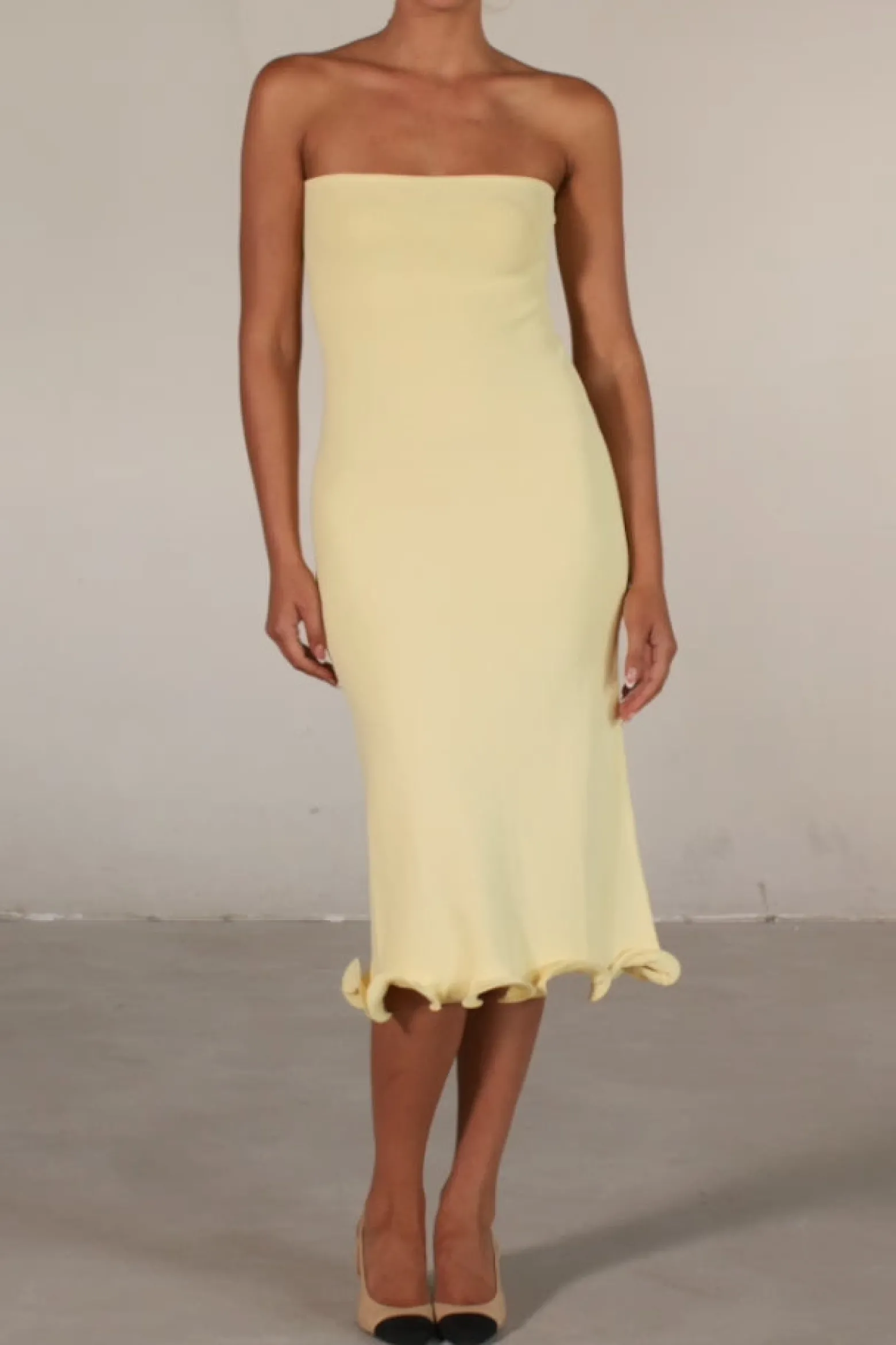 SAME Ruffle Hem Strapless Dress- Dresses