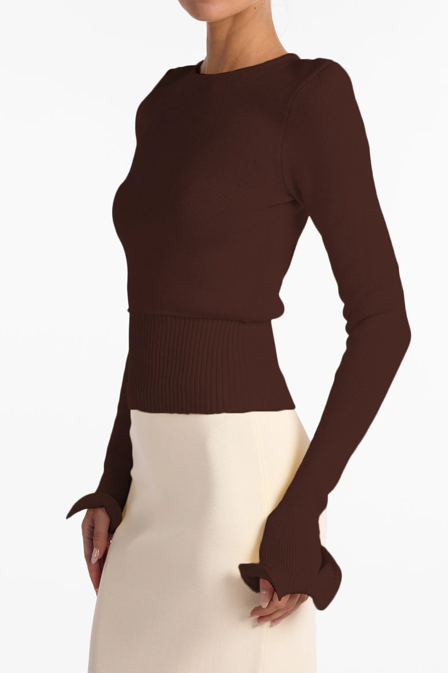 SAME Ruffle Hem Sweater- Tops