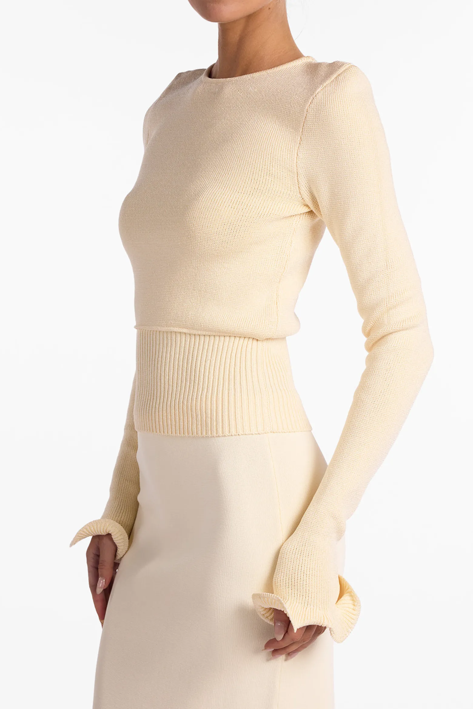 SAME Ruffle Hem Sweater- Tops